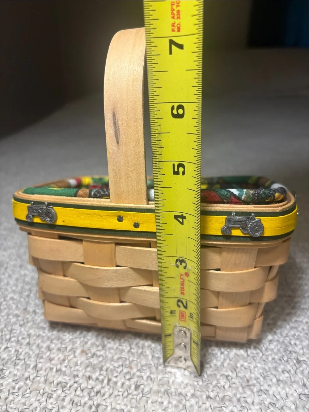 Longaberger 2006 John Deere Tea Basket with Fabric Liner, Divided Pretector, Lid